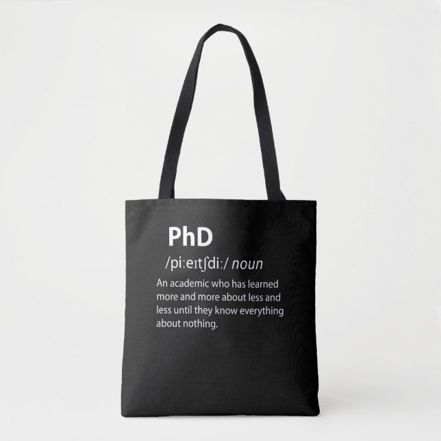 Tote Bag PhD Drôle Dictionnaire Définition (Devant)