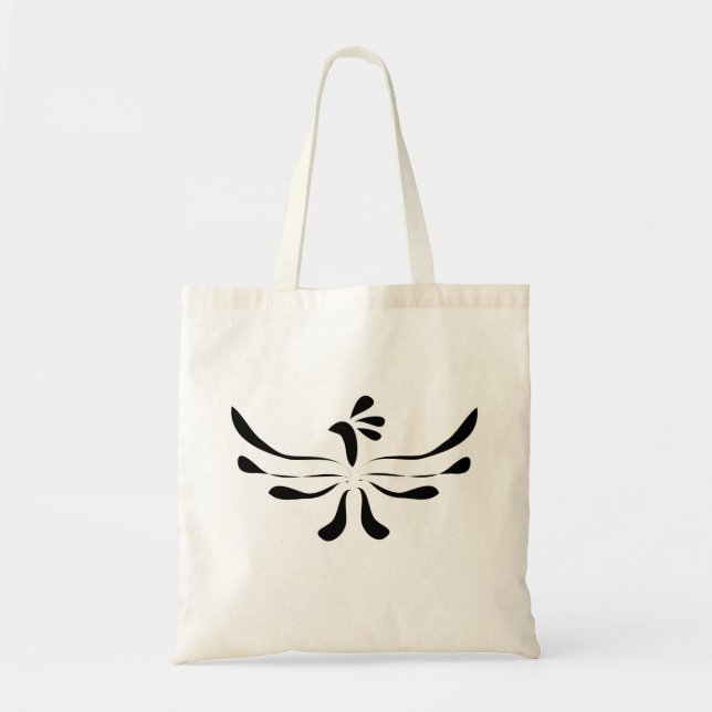 Tote Bag Phénix noir sur fond blanc (Devant)