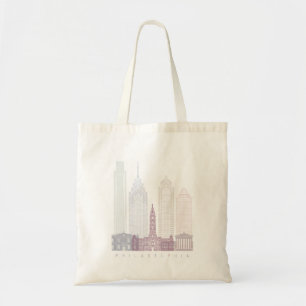 TOTE BAG PHILADELPHIA SKYLINE POSTER PASTEL