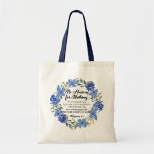 Tote Bag Philippiens 4:6 Soyez anxieux pour rien Floral ble