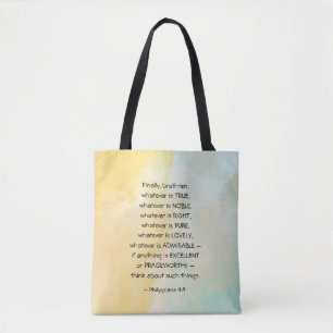 Tote Bag Philippiens 4:8 Quoi qu'il soit vrai,