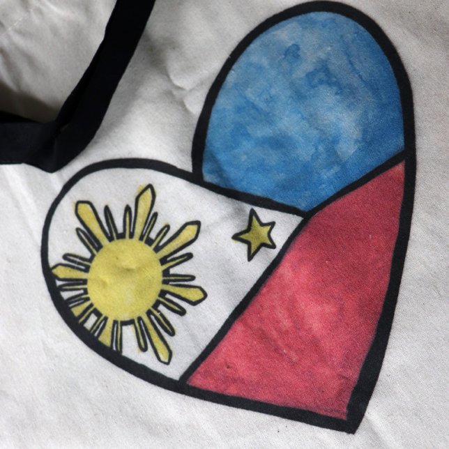 Tote Bag Philippines Flag Heart Art Fierté Philippine Pinay (Créateur téléchargé)