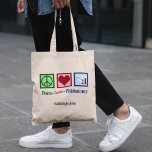 Tote Bag Phlebotomiste Peace Love Phlebotomie Custom<br><div class="desc">Un cadeau phlébotomiste personnalisé cool pour un expert en tirs sanguins et aiguilles. Un signe de paix,  un coeur et des flacons de sang. Peace Love Phlebotomy sac fourre-tout avec votre texte personnalisé.</div>