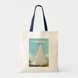 Tote Bag Phnom Penh Cambodge Illustration Voyage Art Retro