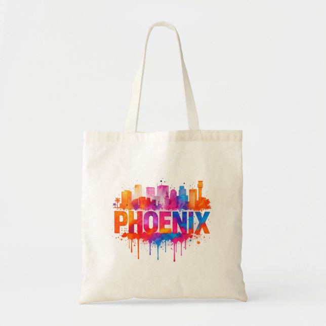 Tote Bag Phoenix Arizona couleur Skyline Aquarelle Splash (Devant)