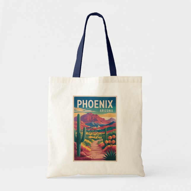 Tote Bag Phoenix Arizona Illustration Travel Art Vintage (Devant)