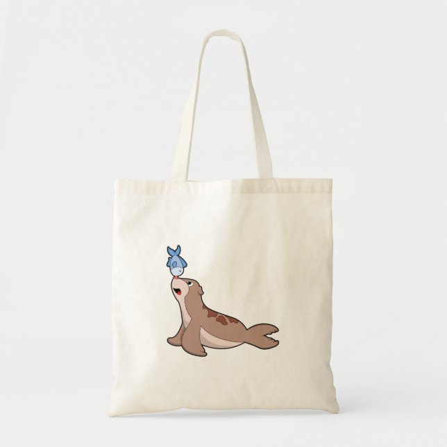 Tote Bag Phoque avec poisson (2).PNG (Devant)