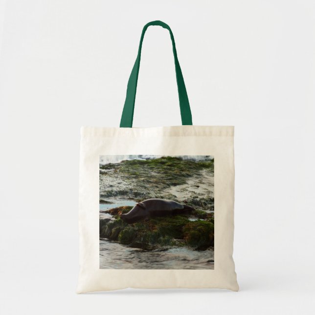 Tote Bag Phoque de Harbour éclairé par le coucher de soleil (Devant)