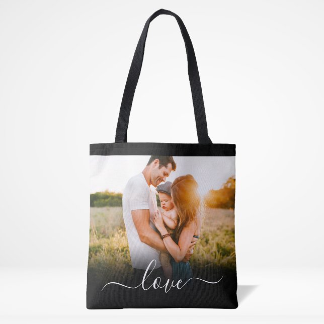 Tote Bag Photo à deux côtés Love Texte noir Carry (Créateur téléchargé)