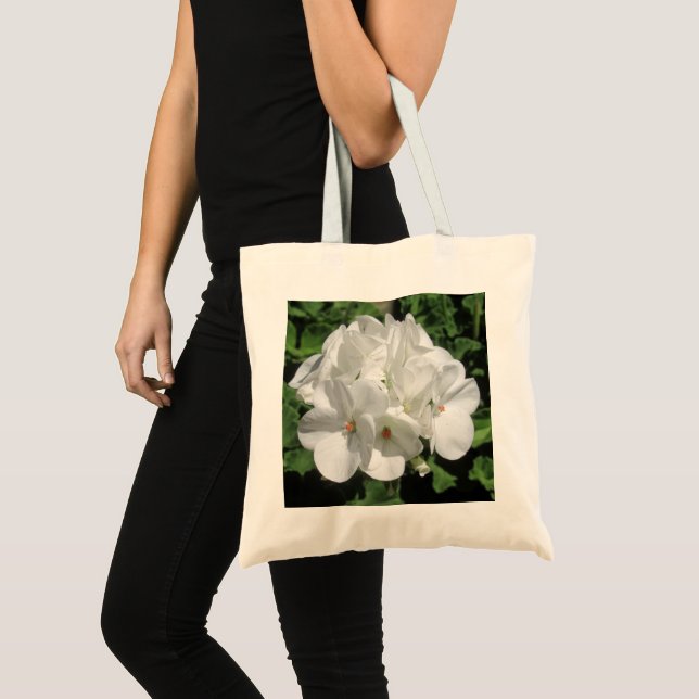 Tote Bag Photo à fleurs de géranium blanc (Devant (produit))