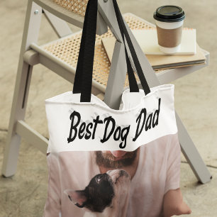 Tote Bag Photo Best Dog Papa Texte noir