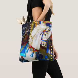 Tote Bag Photo Cheval du Carrousel Blanc Citation d'amour R
