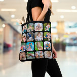 Tote Bag Photo Collage 16 images arrondies Noir<br><div class="desc">Créez votre propre sac fourre-tout photo collage avec ce modèle facile à utiliser pour 16 images avec des angles arrondis contre un arrière - plan noir sur le devant. Le côté arrière est une couleur noire solide et modifiable. CONSEIL PHOTOGRAPHIQUE : Les photos pré-rognées dans des formes carrés et/ou ont...</div>