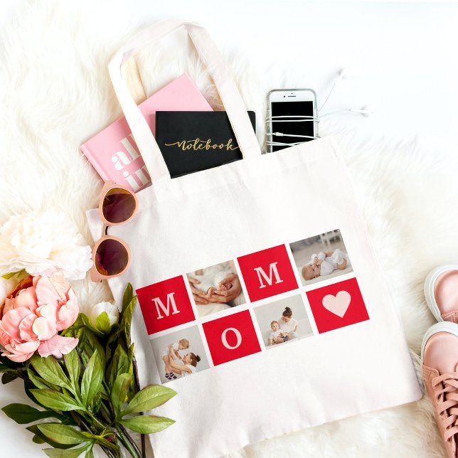 Tote Bag Photo Collage Moderne & Best Mom Ever Cadeau (Créateur téléchargé)