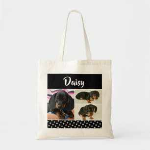 Tote Bag Photo Collage Pawprint de Chien Noir - Animaux de 