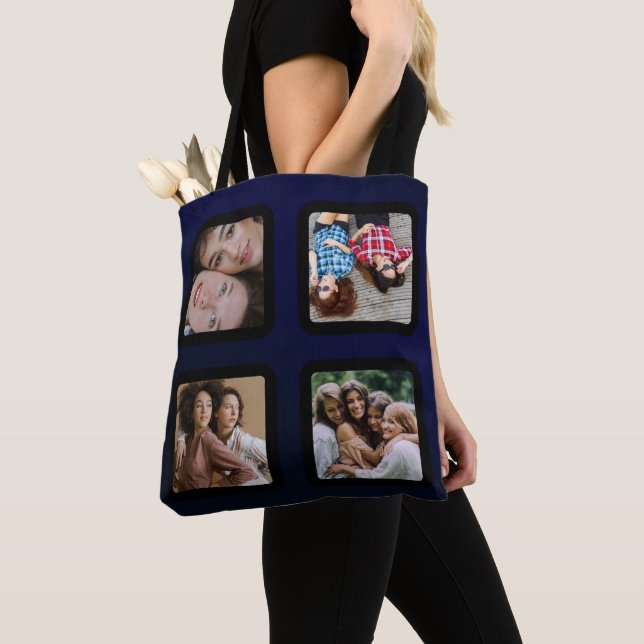 Tote Bag Photo Collage unique Personnaliser 4 Photo MARINE  (De près)