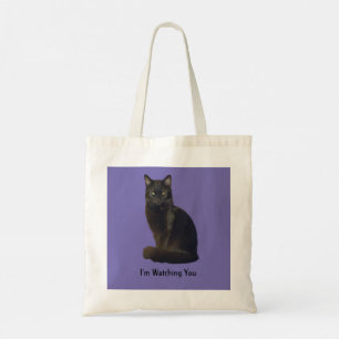 Tote Bag Photo Coupe Chat Noir Éclairage Vous Regardant Vio