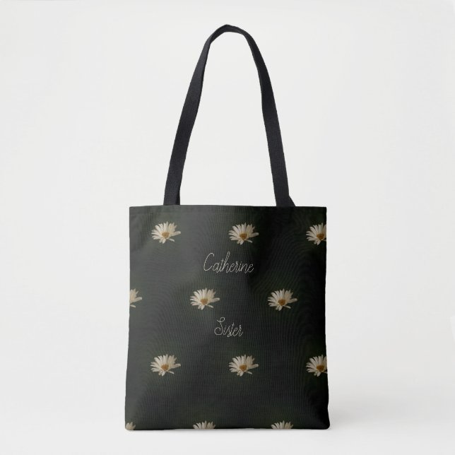 Tote Bag Photo Daisy Soeur personnalisée Noir (Devant)