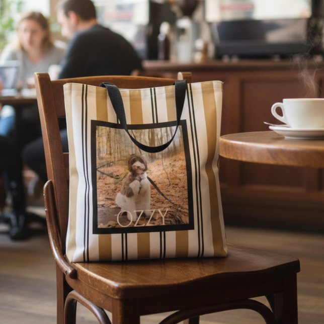 Tote Bag Photo d'animal rayé noir et marron  (Créateur téléchargé)