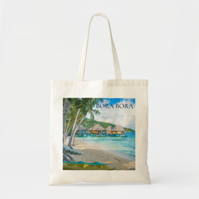 Tote Bag Photo de Bungalows Maison de Plage de Bora Bora (Devant)
