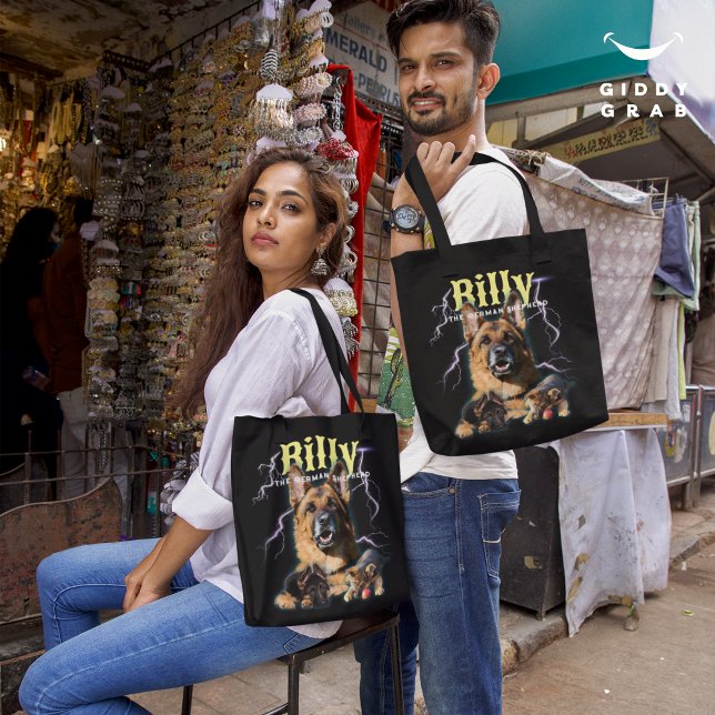 Tote Bag Photo de chien personnalisée Bootleg tendance 90s (Créateur téléchargé)