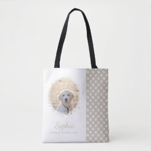 Tote Bag Photo de compagnie personnalisée & empreintes blan