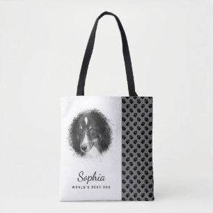 Tote Bag Photo de compagnie personnalisée & pattes noires s