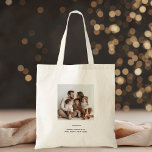 Tote Bag Photo de famille & Joyeux et minimaliste lumineux<br><div class="desc">Emportez des encouragements de vacances partout où vous allez avec notre Photo de famille & Joyeux et Bright Minimaliste Sac fourre-tout de Noël. Doté d'un design élégant avec l'expression "Joyeux et lumineux" et d'un espace pour votre photo de famille préférée, ce fourre-tout personnalisé est à la fois élégant et fonctionnel....</div>