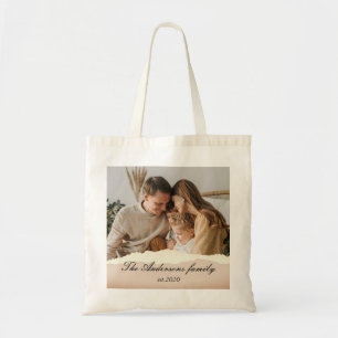 Tote Bag Photo de famille moderne & Nom personnalisé Cadeau
