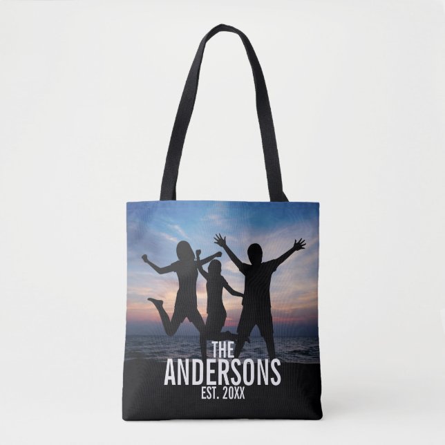 Tote Bag Photo de famille personnalisée avec nom de famille (Devant)