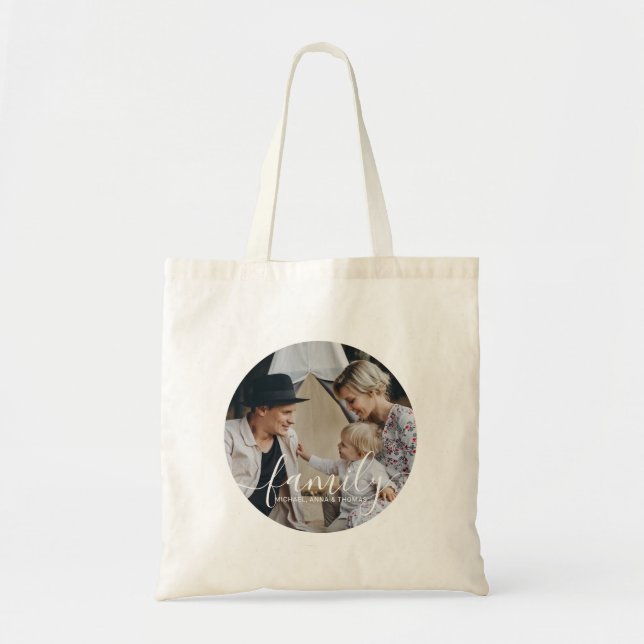 Tote Bag Photo de famille personnalisée avec nom personnali (Devant)