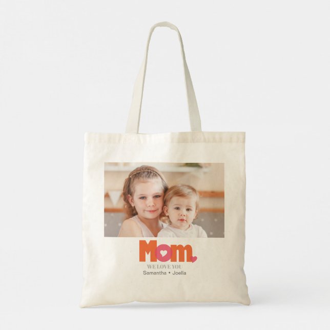 Tote Bag Photo de maman orange/rose (Dos)