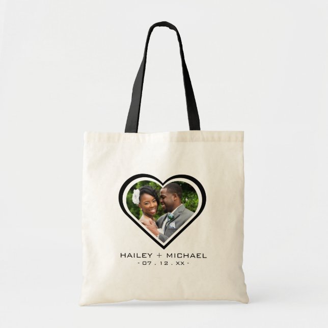 Tote Bag Photo de mariage du cœur de jeunes mariés (Devant)