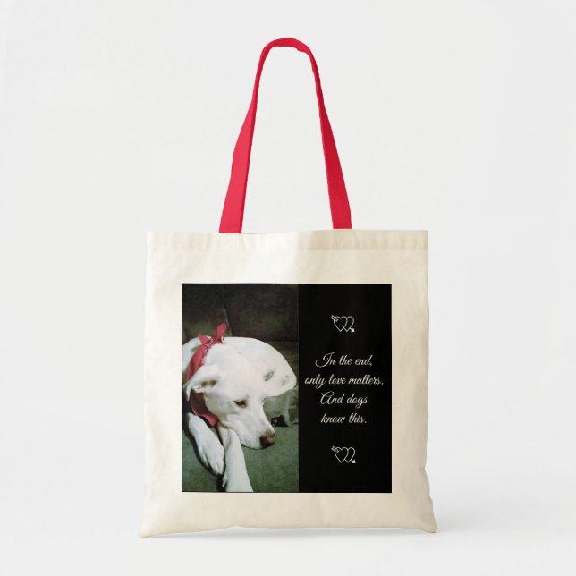 Tote Bag Photo de mignon chien blanc avec l'écharpe Saint-V (Devant)