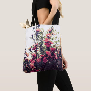 Tote Bag Photo de prairie sauvage en fleurs roses