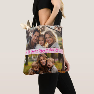 Tote Bag Photo de texte élégant Fête des mères aquarelle ro