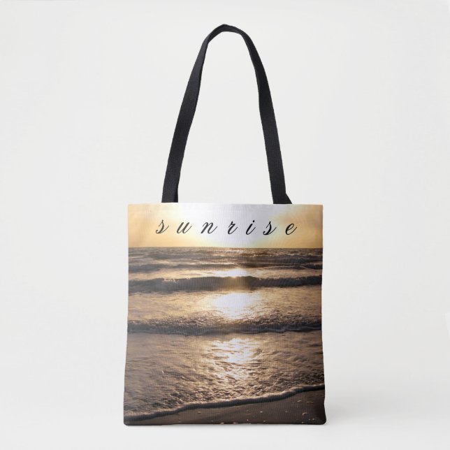 Tote Bag Photo de vue de plage de lever de soleil (Devant)