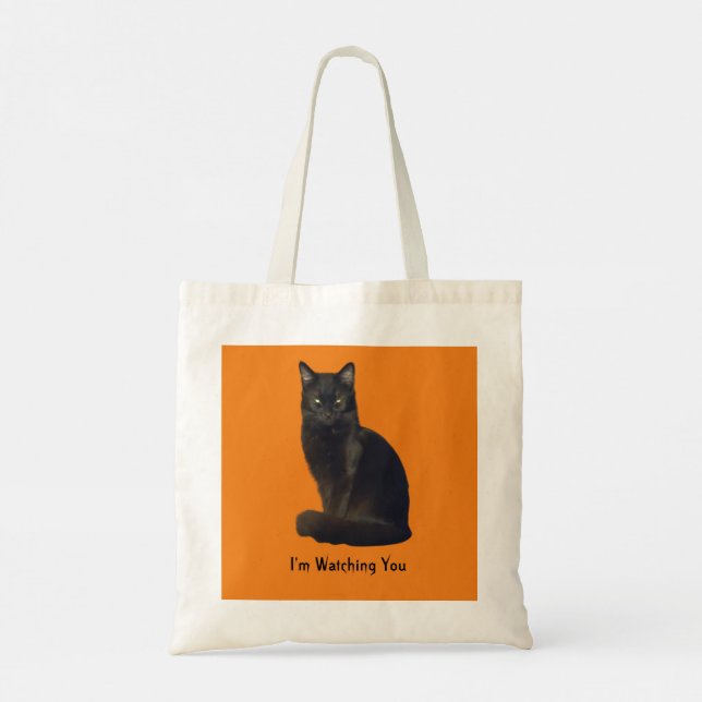 Tote Bag Photo découpée Chat Noir Éteinte Vous Regardant Or (Dos)