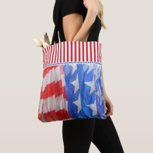 Tote Bag Photo du drapeau américain avec la bordure en ban