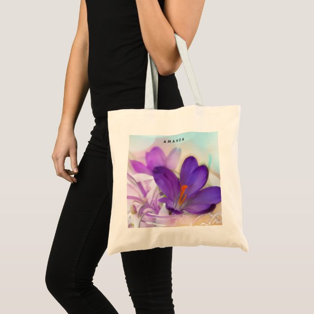 Tote Bag Photo d'un joli Crocus de printemps violet (Devant (produit))