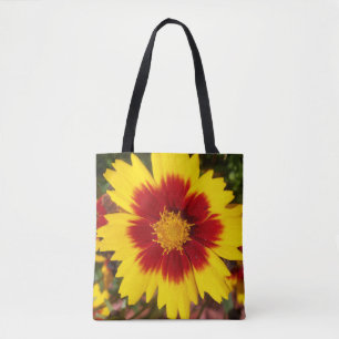 Tote Bag Photo d'une fleur de Coréopsis jaune et rouge sur