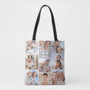 Tote Bag Photo en collage avec monogramme