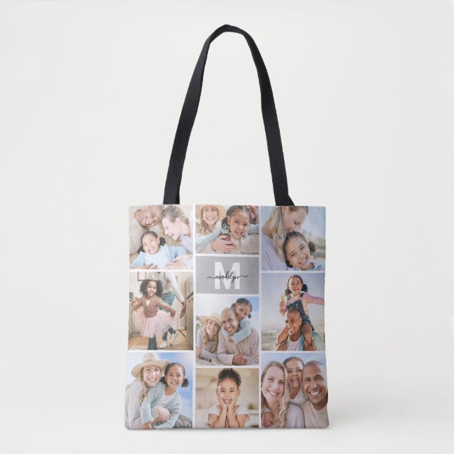 Tote Bag Photo en collage avec monogramme (Devant)