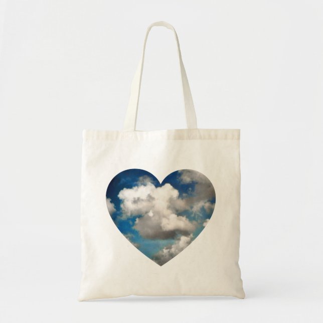 Tote Bag photo en forme de coeur du ciel bleu serein avec n (Devant)