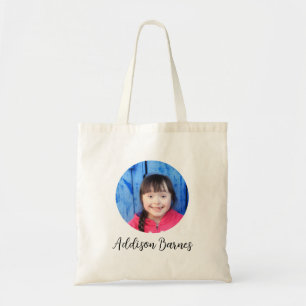 Tote Bag Photo et monogramme du cadre circulaire personnali
