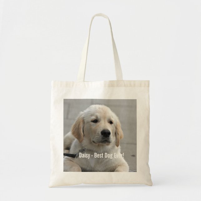 Tote Bag Photo et nom personnalisés Golden Retriever Dog (Devant)