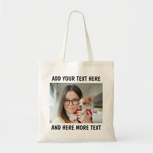 Tote Bag Photo et texte ou nom personnalisés (Devant)