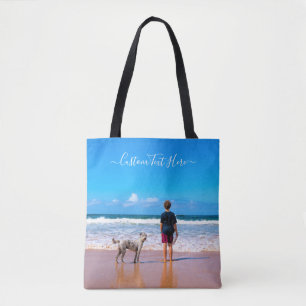 Tote Bag Photo et texte personnalisés - Votre propre desig