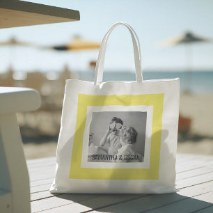Tote Bag Photo Famille Moderne Jaune Simple Jolie Cadeau