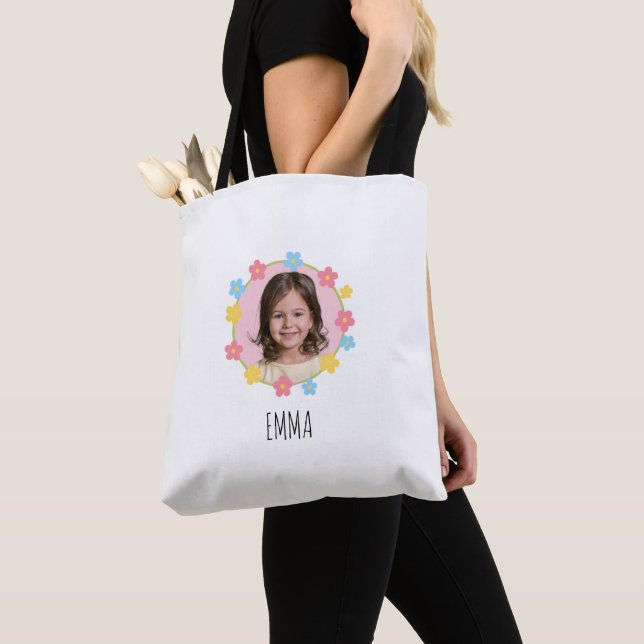 Tote Bag Photo Florale Personnalisée Avec Nom (De près)
